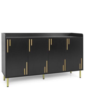 55 Inch Buffet Cabinet with 4 Doors and 5 Metal Legs Modern Credenza