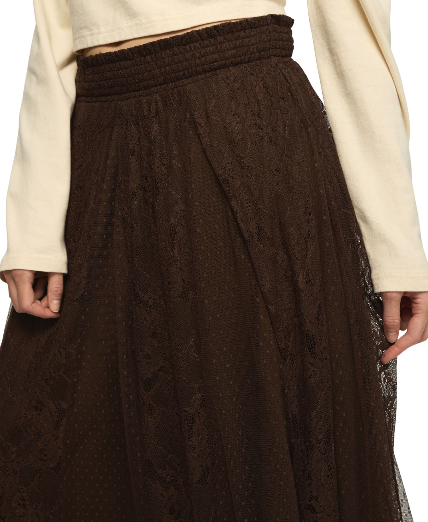 Women's Allover Lace A-Line High-Waisted Floral Midi Skirt