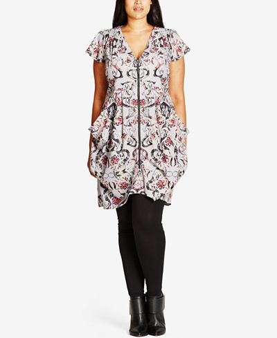 City Chic Trendy Plus Size Printed Tunic Dress