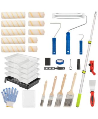 Paint Roller Set includes extension pole, roller, tray, and multi-angle extension joint