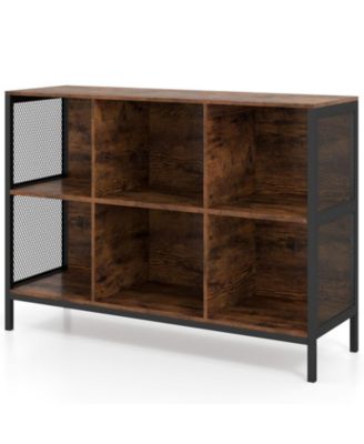 6 Cube 42 Inch Wide Horizontal Bookcase with Accent Cubby Shelf