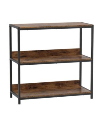 3-Tier Industrial Bookshelf with Wooden Shelves and Metal Frame