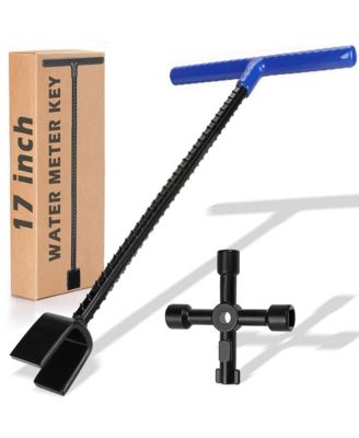 Water Meter Key 4-Way Shut Off Wrench T-Handle Valve Tool