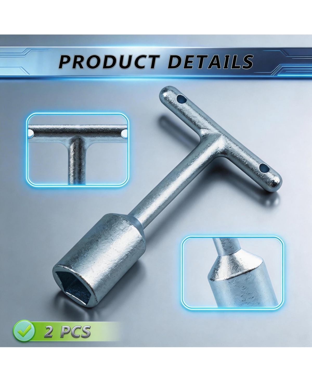 Xdovet T Handle Penta Socket Wrench Set Carbon Steel Water Meter Curb Box Tool