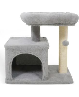 Small Cat Tree with Large Padded Plush Perch Condo and Scratching Posts for Indoor Cats