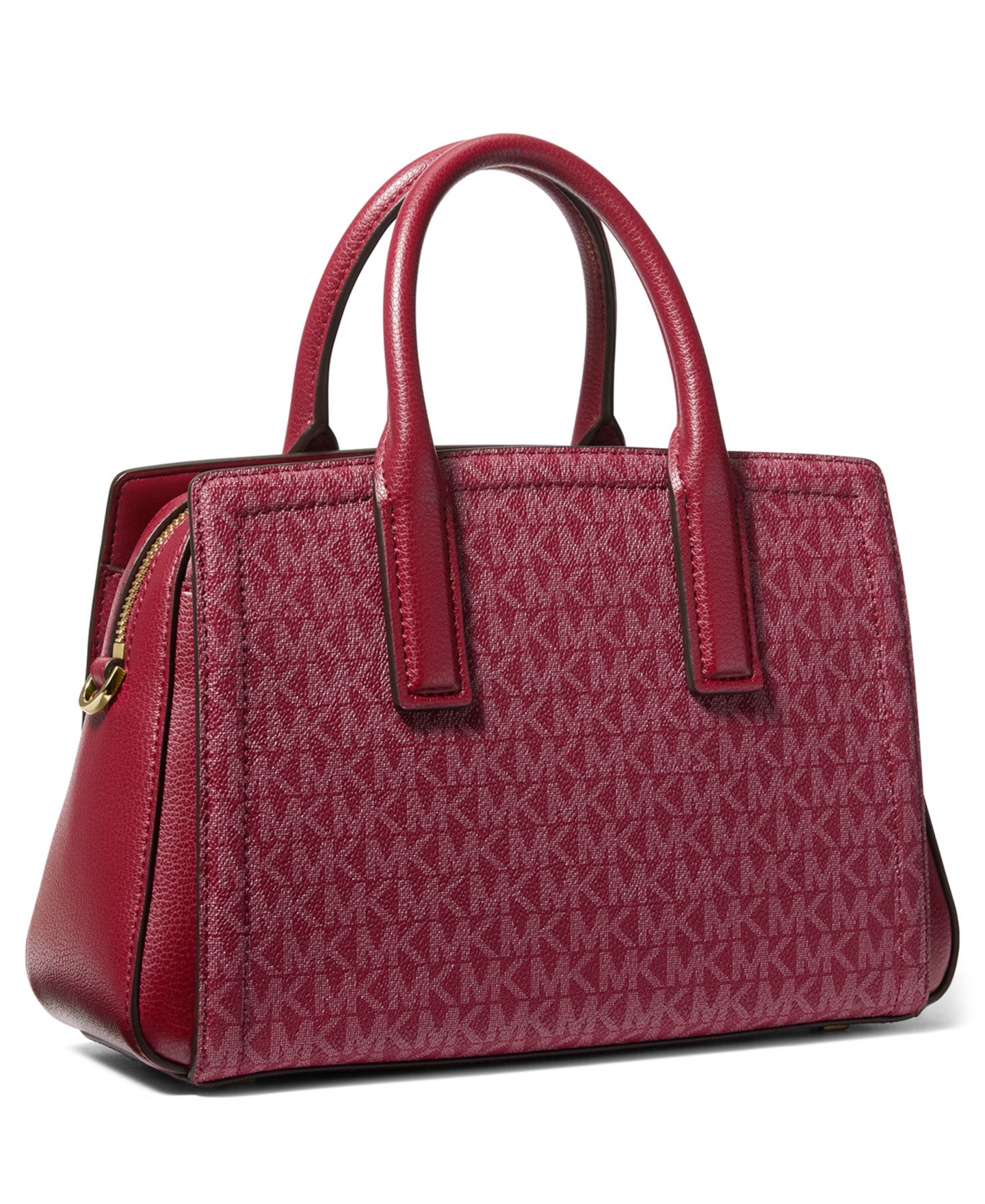 Женская сумка Michael Kors Laila Small Signature Logo Satchel, цвет: Глубокий красный — фото 2