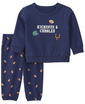 Baby Boys' Football Graphic French Terry Sweatshirt and Football Print Pants, 2-Piece Set