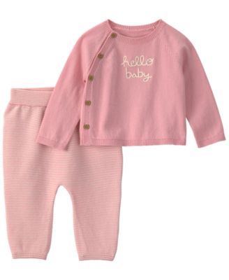Baby Girls' Hello Baby Long-Sleeve Top and Pants, 2-Piece Set 
