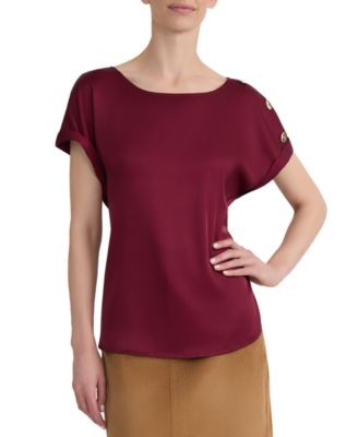 Women's Montreal Satin Shoulder Button Detail Blouse