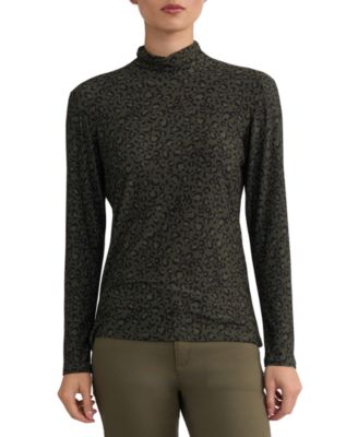 Women's Leopard-Print Long-Sleeve Turtleneck T-Shirt