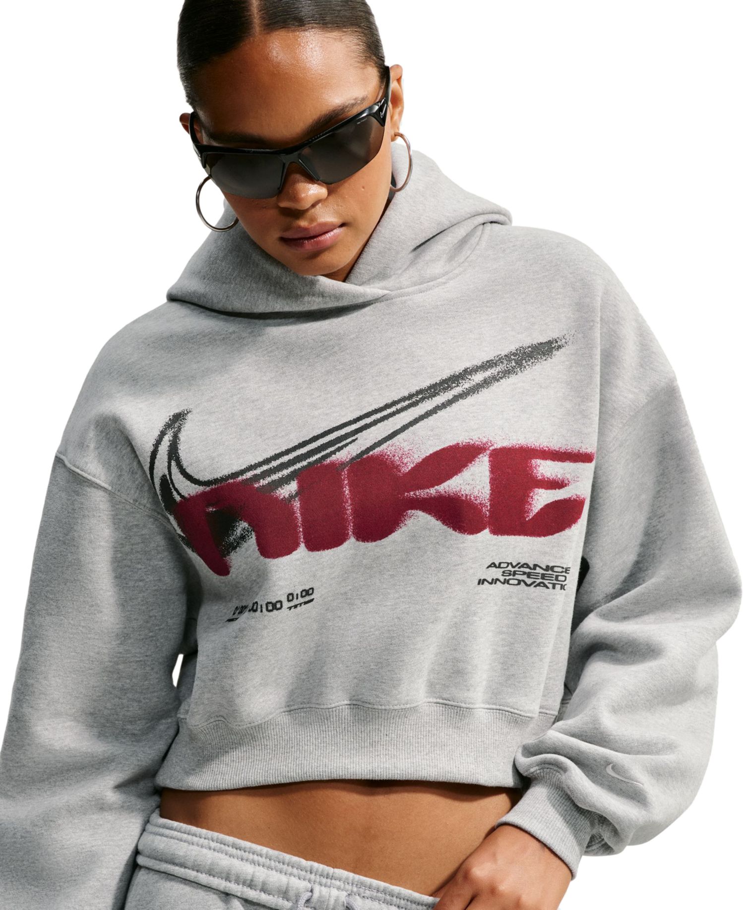 Women's Studio Fleece Cropped Oversized Pull-On Hoodie