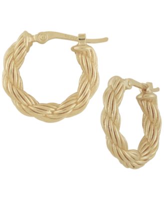 Sculptured Rope Chain Hoop Earrings in 14k Yellow Gold