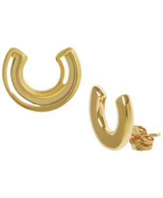  Sculptured Horseshoe Stud Earrings in 14k Yellow Gold