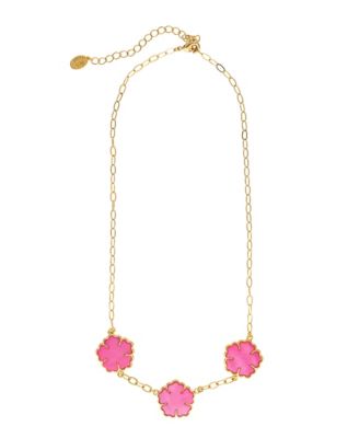 18K Gold Plated Flower Station Necklace