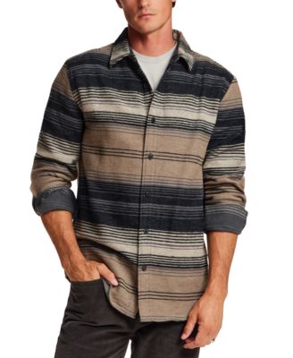 Men's Horizontal Stripe Brushed Twill Overshirt Jacket