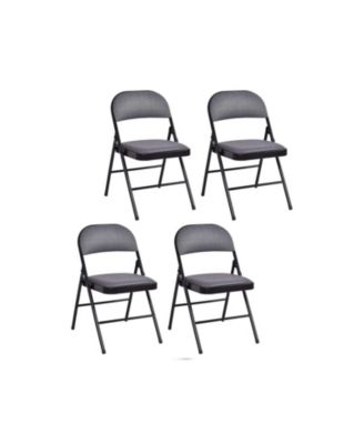 4-Piece Fabric Upholstered Padded Seat Folding Chairs