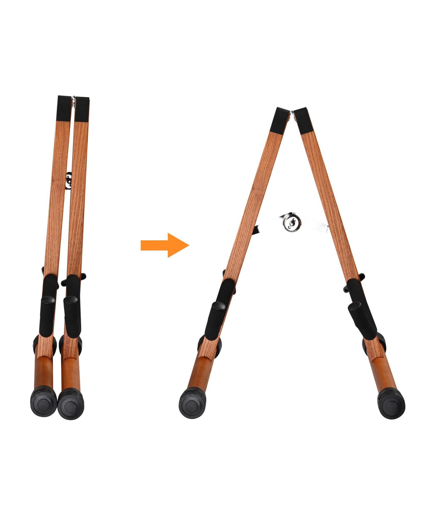 Детские фигурки Yescom Wooden Folding Guitar Stand with Foam Arms fits for Acoustic Guitars, Ukuleles, Violins A-frame Floor Instrument Display Recording Studios, цвет: Коричневый — фото 7