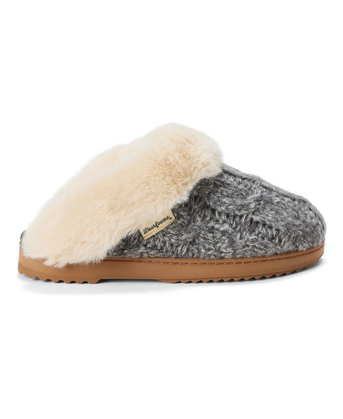 Женские тапочки Dearfoams Nicki Knit Scuff Cable Knit Slippers, цвет: Серый — фото 2