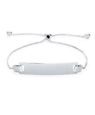 Blank Name Plated Identification ID Bolo Bracelet .925 Sterling Silver 6-7.5 inch Adjustable