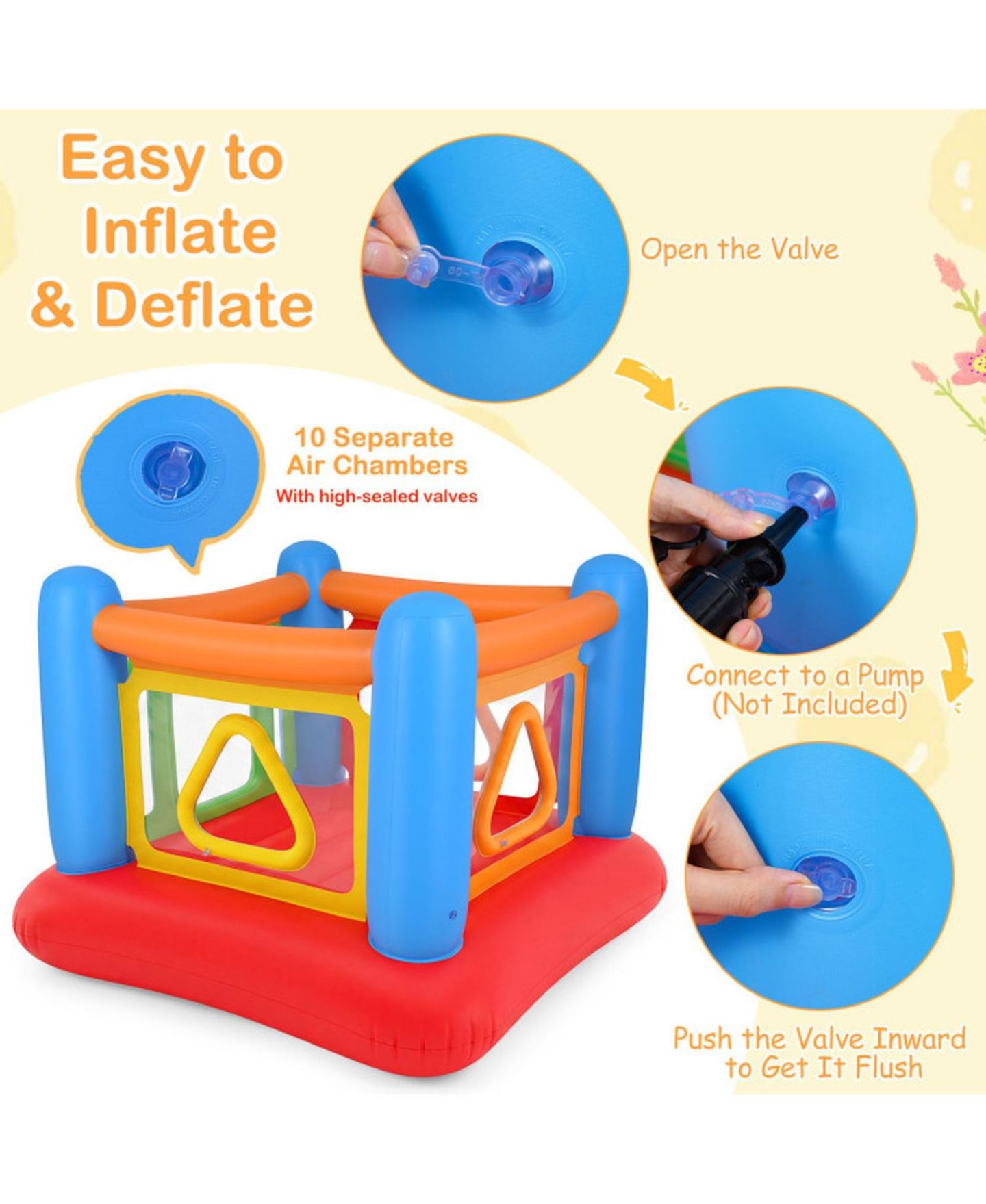 Детская игрушка HONGGE 3-in-1 Blow Up Jumping House with Transparent Side Walls, цвет: Красный / Оранжевый — фото 7