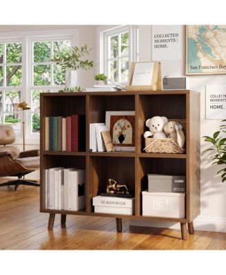 Cube Bookshelf Organizer, Freestanding Open Bookcase with Leg Base, Modern Storage Shelf for Home Office Living Room Bedroom
