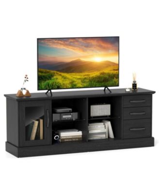 63 in Media Console Table with 3 Drawers and 2 Glass Shelves