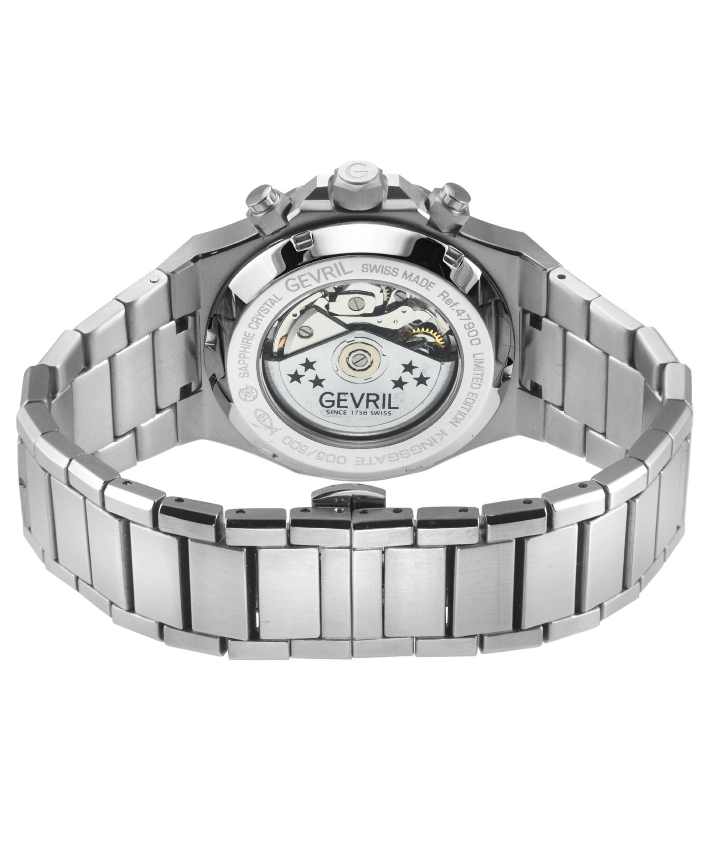 Мужские часы Gevril Swiss Made Kingsgate Swiss Automatic Silver Stainless Steel Bracelet Watch — фото 2