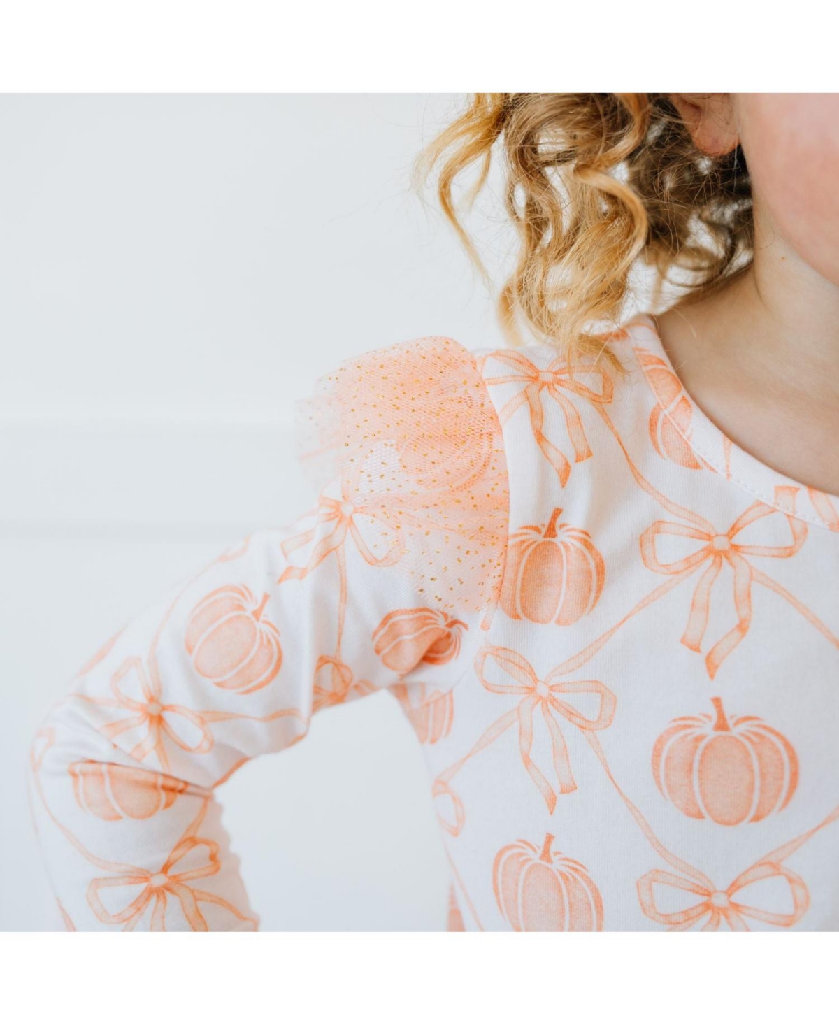 Sweet Wink Toddler Girls Pumpkin Bow Trellis Long Sleeve Tutu Dress