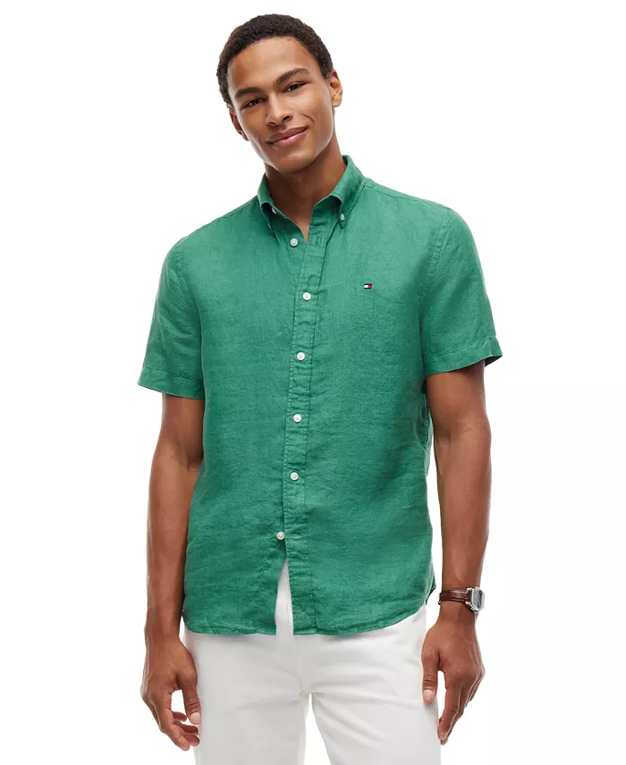 Men's Regular-Fit Linen Short Sleeve Shirt - thumbnail 9