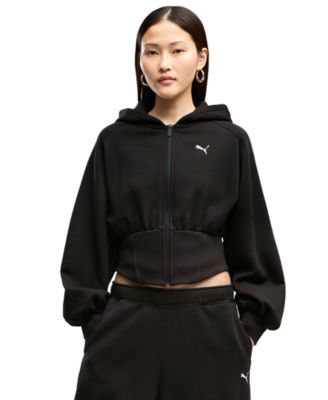 Women's Street Glam Bedazzled Balloon-Sleeve Full-Zip Hoodie