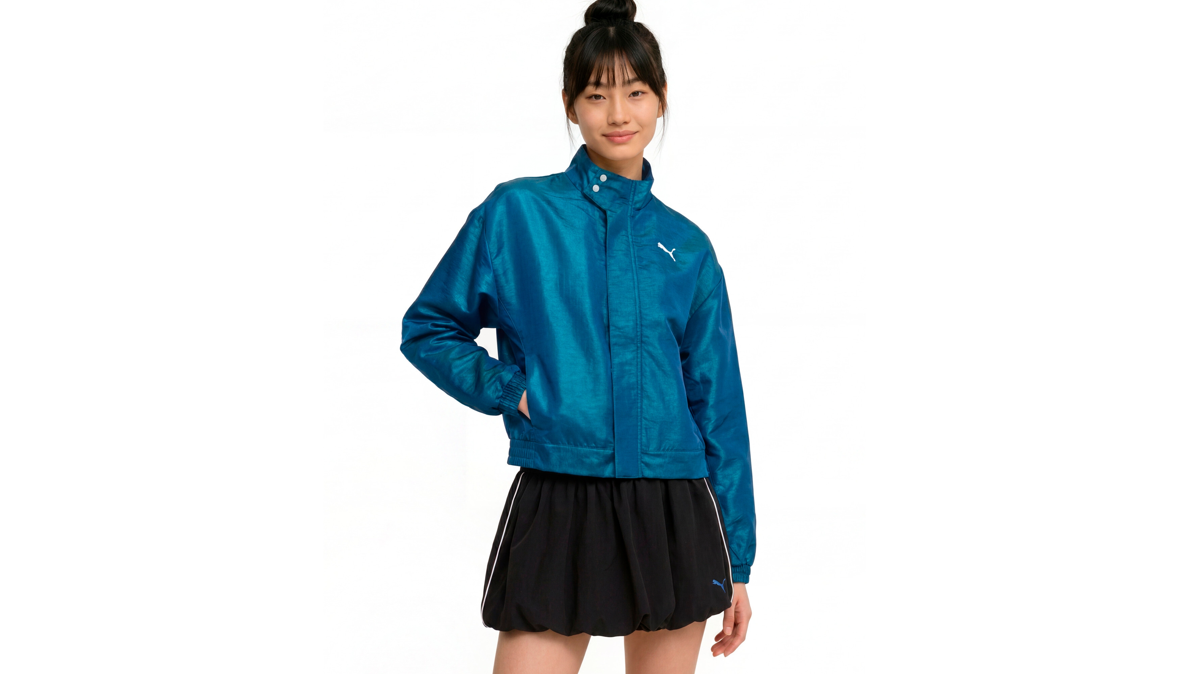 Puma Women's Pearlized Water-Resistant Woven Long-Sleeve Jacket