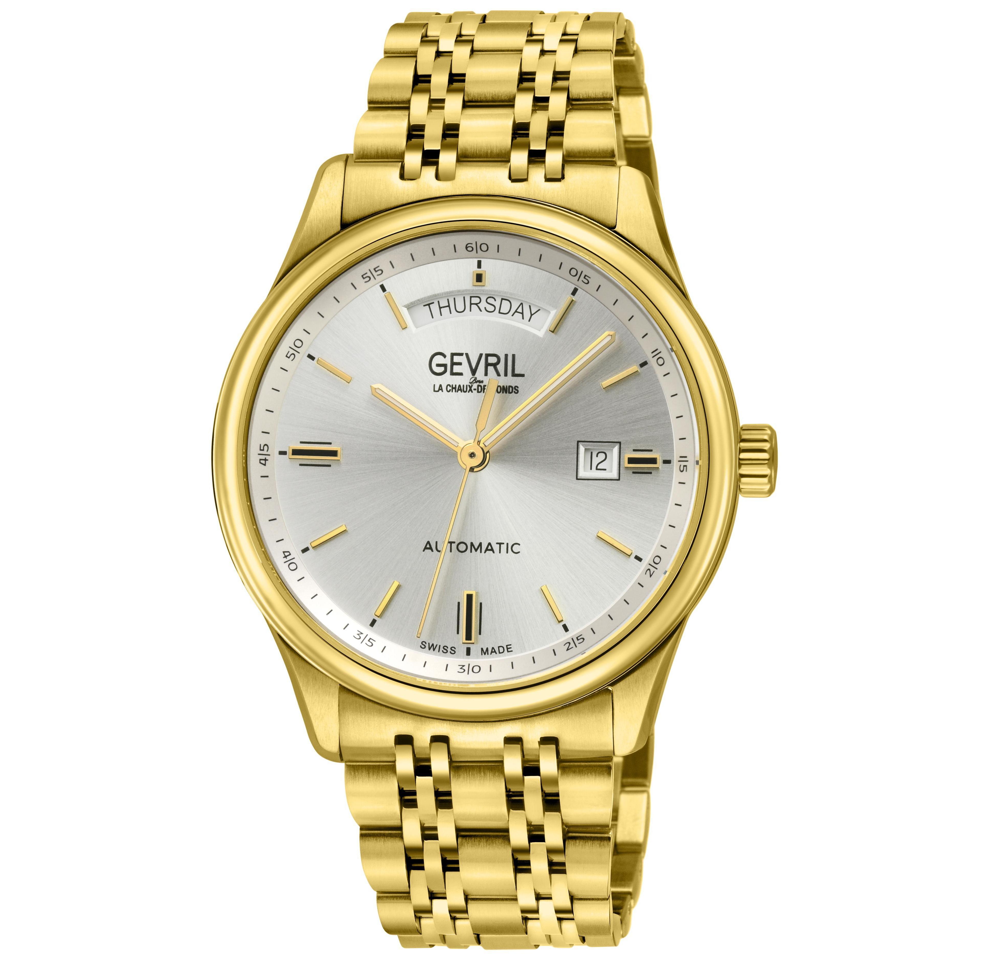 Gevril Men's Swiss Made Excelsior Swiss Automatic Ip Stainless Steel Bracelet Watch