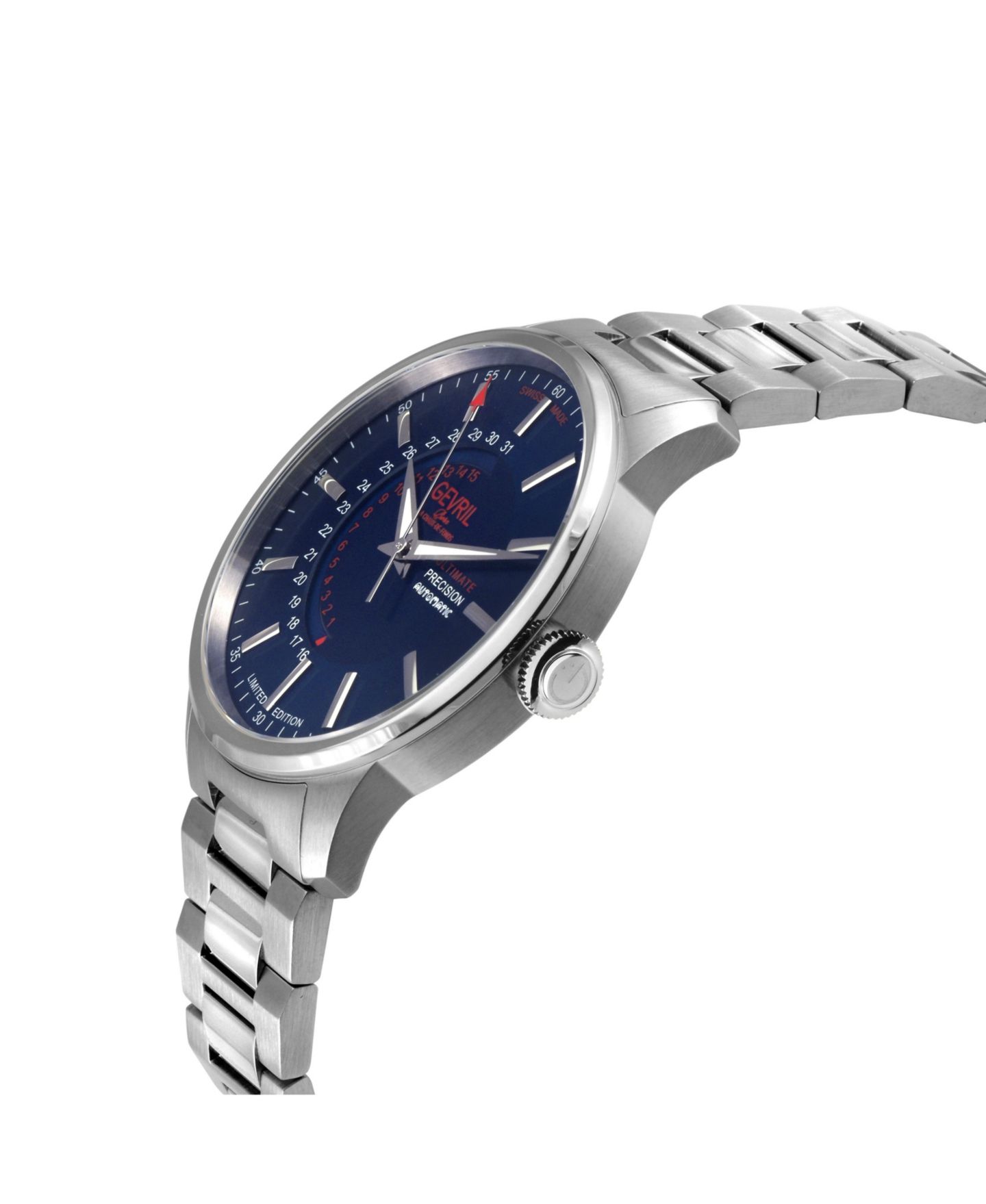 Мужские часы Gevril Swiss Made Guggenheim Swiss Automatic на серебристом стальном браслете — фото 2
