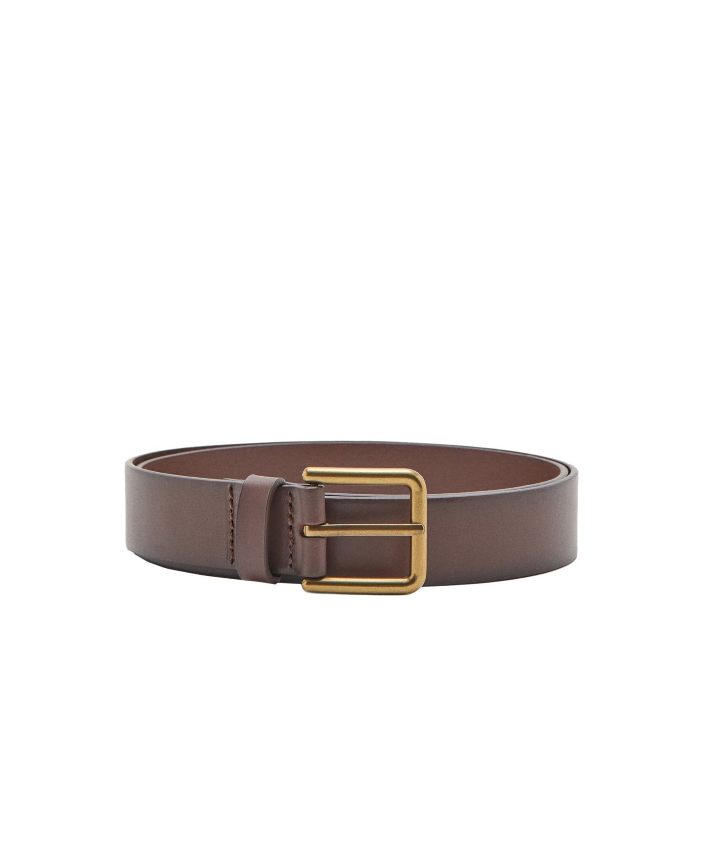 Мужской ремень MANGO Square Buckle Belt, цвет: Кожаный — фото 1