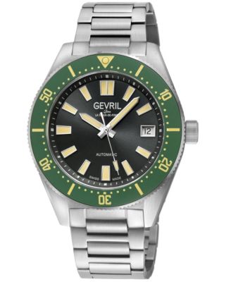 Men's Swiss Made Mariner Row Swiss Automatic Silver Stainless Steel Bracelet Watch