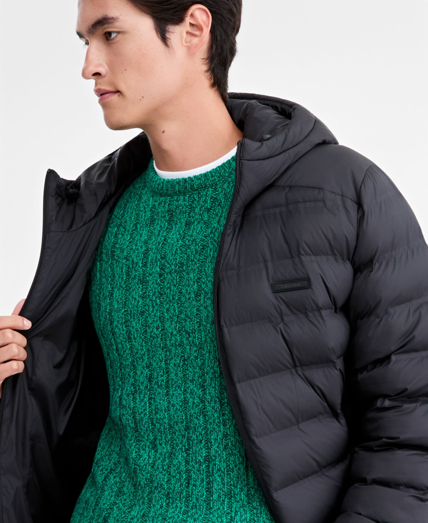 Мужская куртка Calvin Klein Hooded Packable, цвет: Чёрный — фото 3