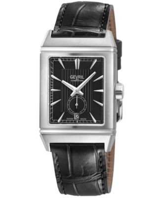 Men's Swiss Made Time Square Swiss Automatic Italian Leather Strap Watch
