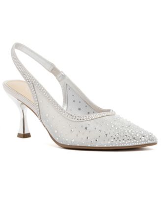 Women's Daalila Bling Satin Mesh Kitten Heel Pumps