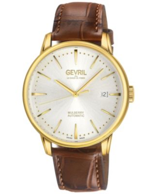 Men's Swiss Made Mulberry Swiss Automatic Italian Leather Strap Watch