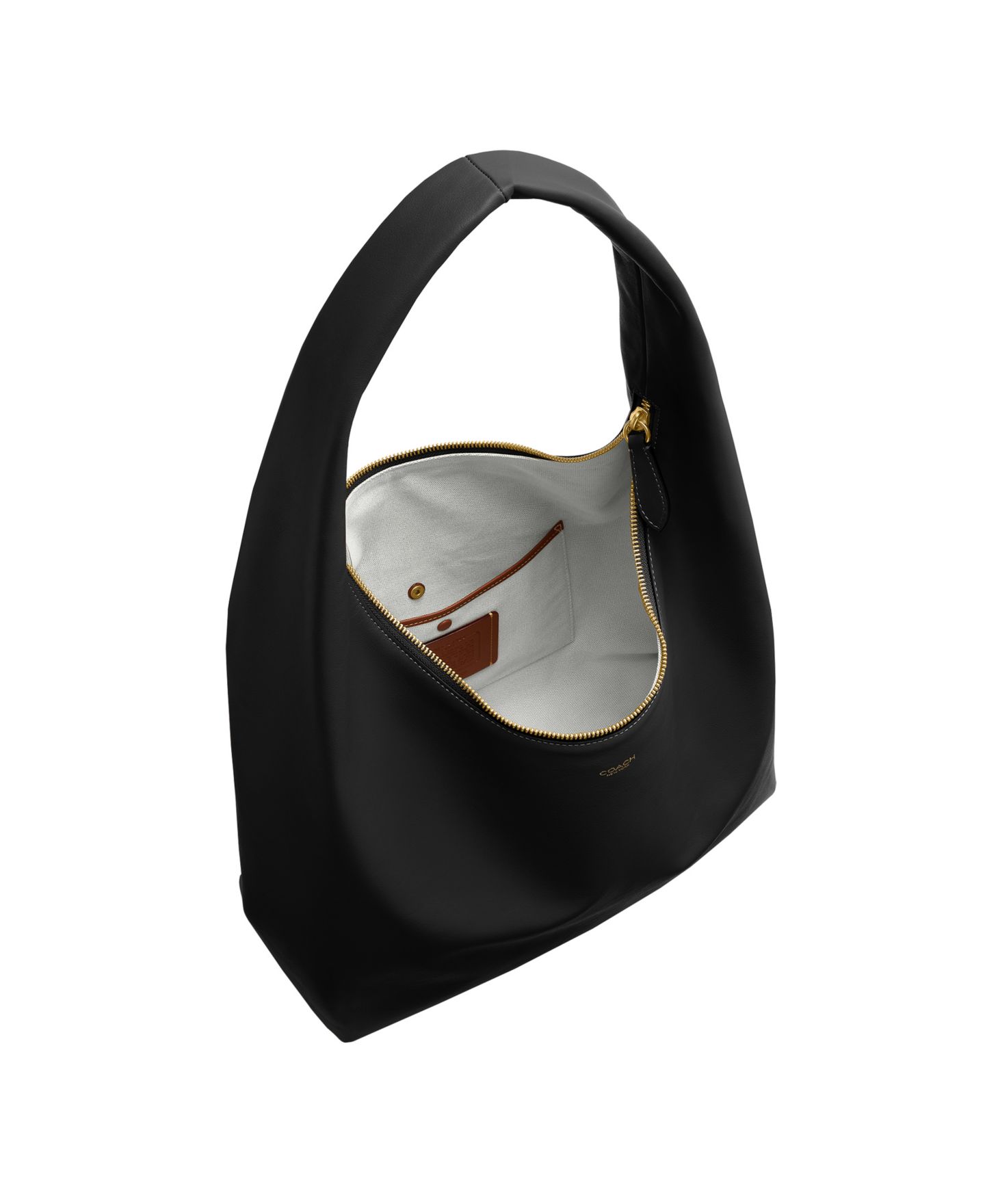 Женские сумки COACH Pillow Brooklyn Large Leather Hobo 34, цвет: Латунный / Чёрный — фото 6