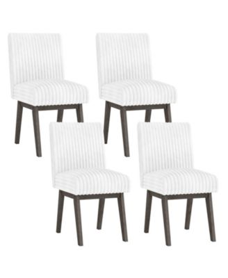 Fabric Upholstered Kitchen Chairs Set of 4 with Channel Tufted Back