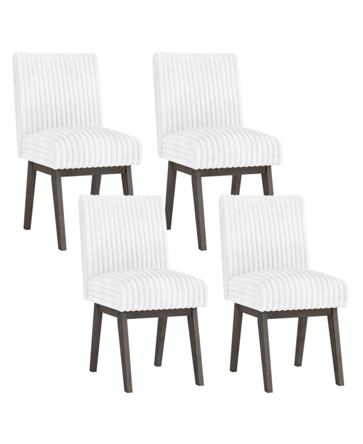 Sugift Fabric Upholstered Kitchen Chairs Set of 4 with Channel Tufted Back