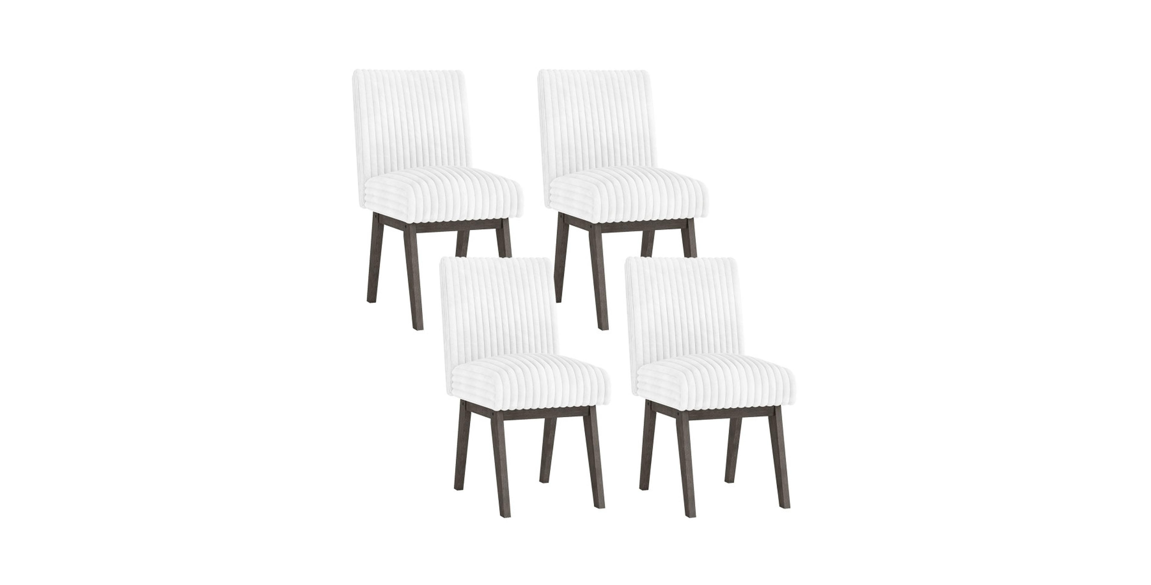 Sugift Fabric Upholstered Kitchen Chairs Set of 4 with Channel Tufted Back