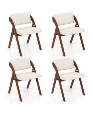 Folding Kitchen Dining Chairs Set of 4 with Rubber Wood Legs