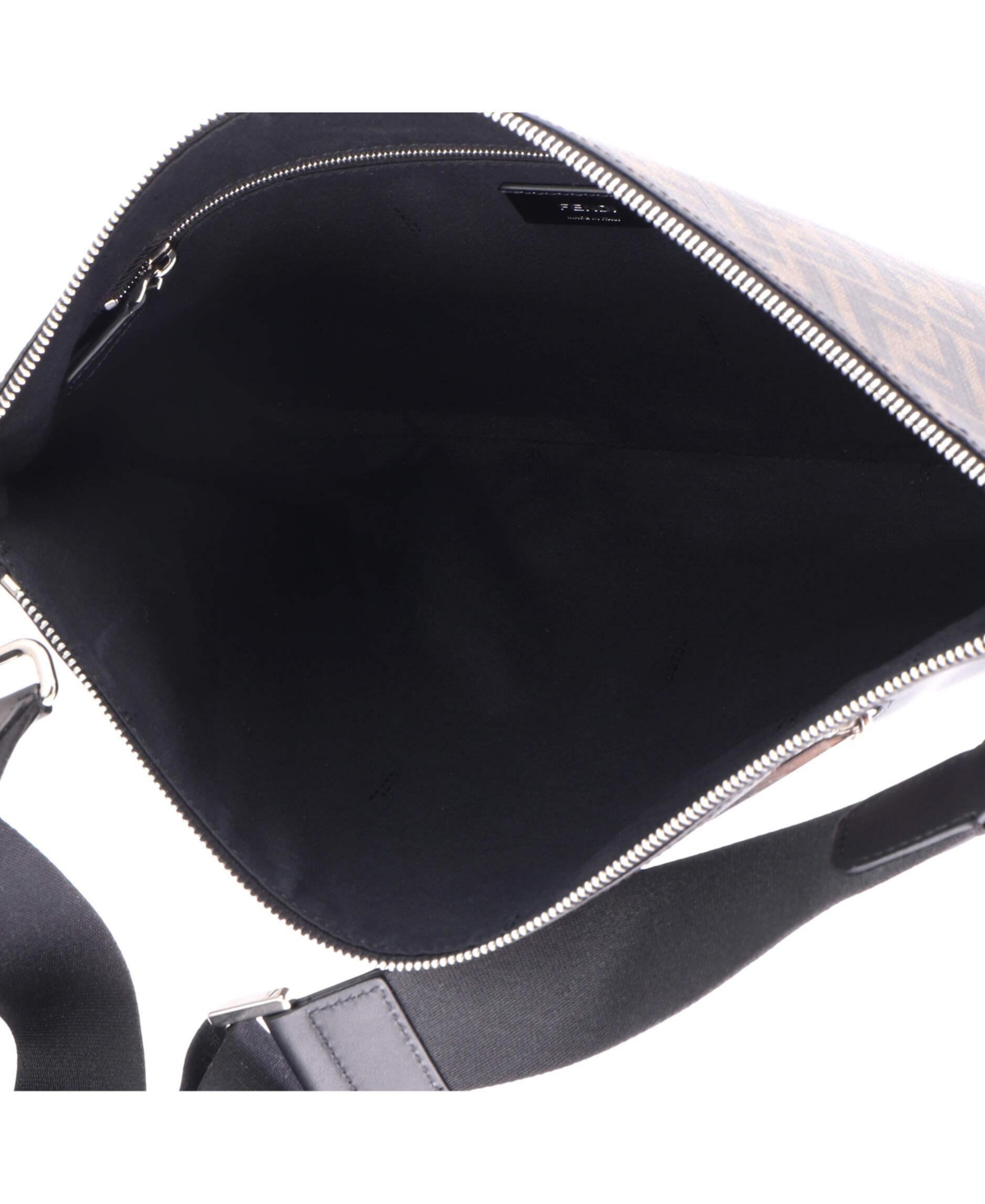 Pre-Owned Fendi Forever Fendi Messenger Bag Zucca Coated Canvas and Leather
