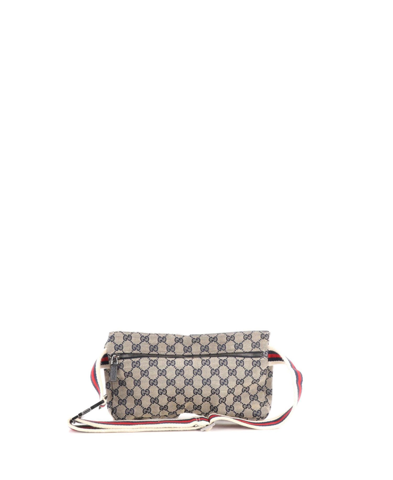 Small Vintage Double Belt Bag GG Canvas with Leather