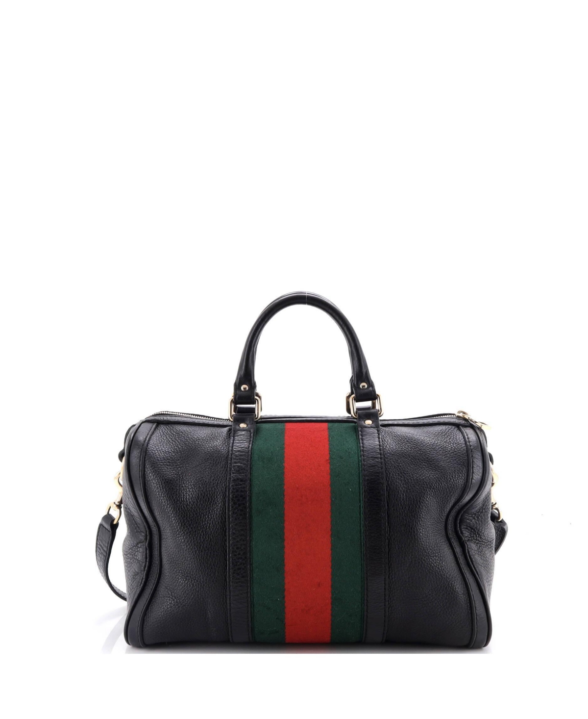 Pre-Owned Gucci Medium Vintage Web Boston Bag Leather