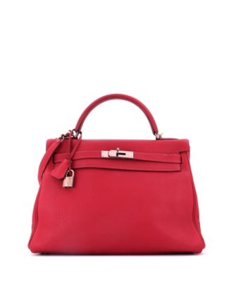 Kelly 32 Handbag Red Togo with Palladium Hardware
