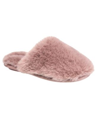 Women's Faux Fur Closed Scuff Slipper - Cream M