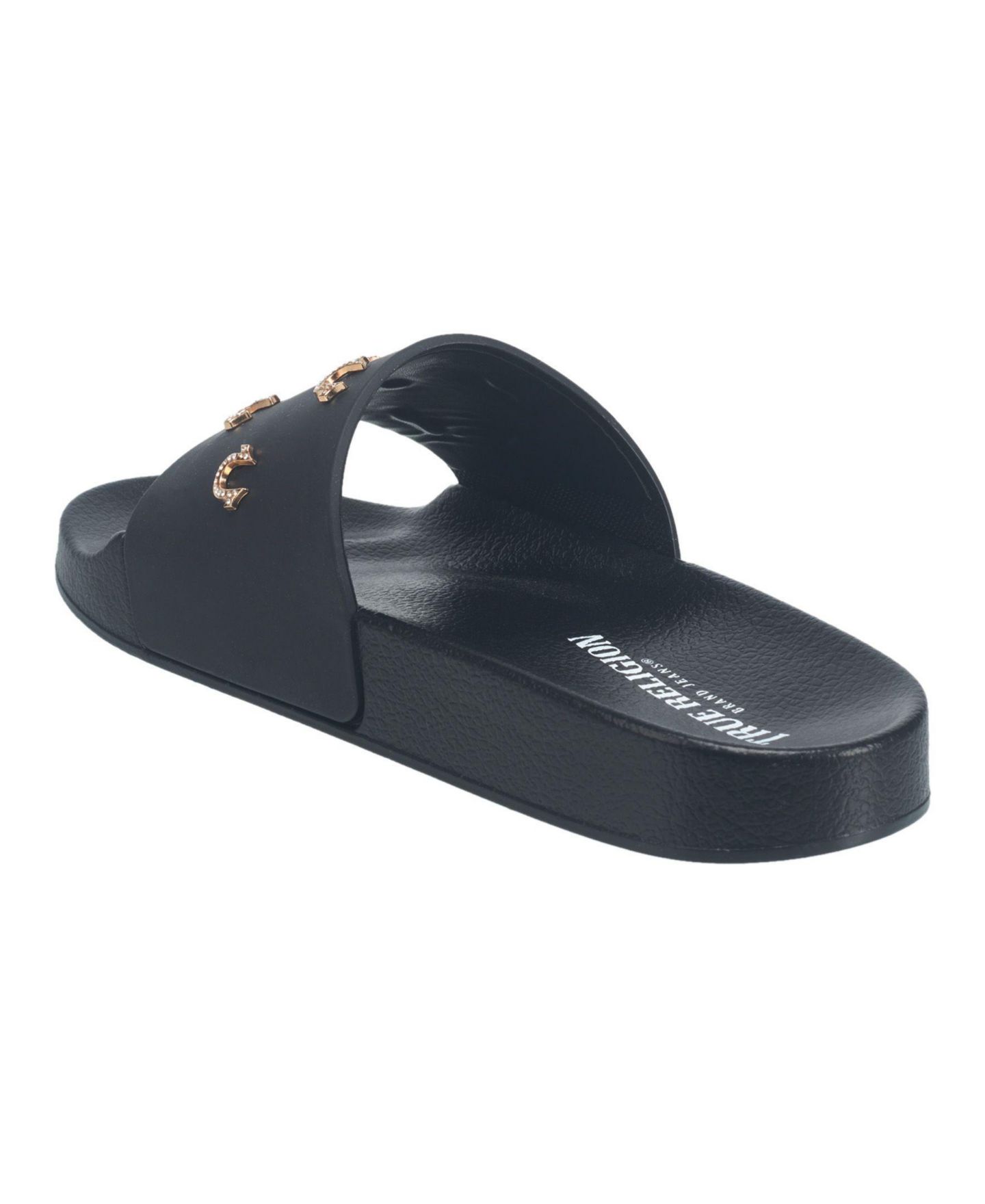 Сандалии True Religion Kash Bling Horseshoe Logo Slide для девочек, цвет: Чёрный — фото 3